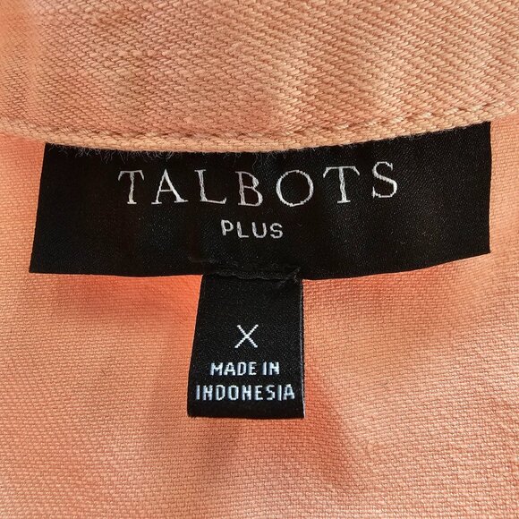 Talbots Plus, X, orangey pink jean jacket, some stretch, 4 pockets - Picture 6 of 9